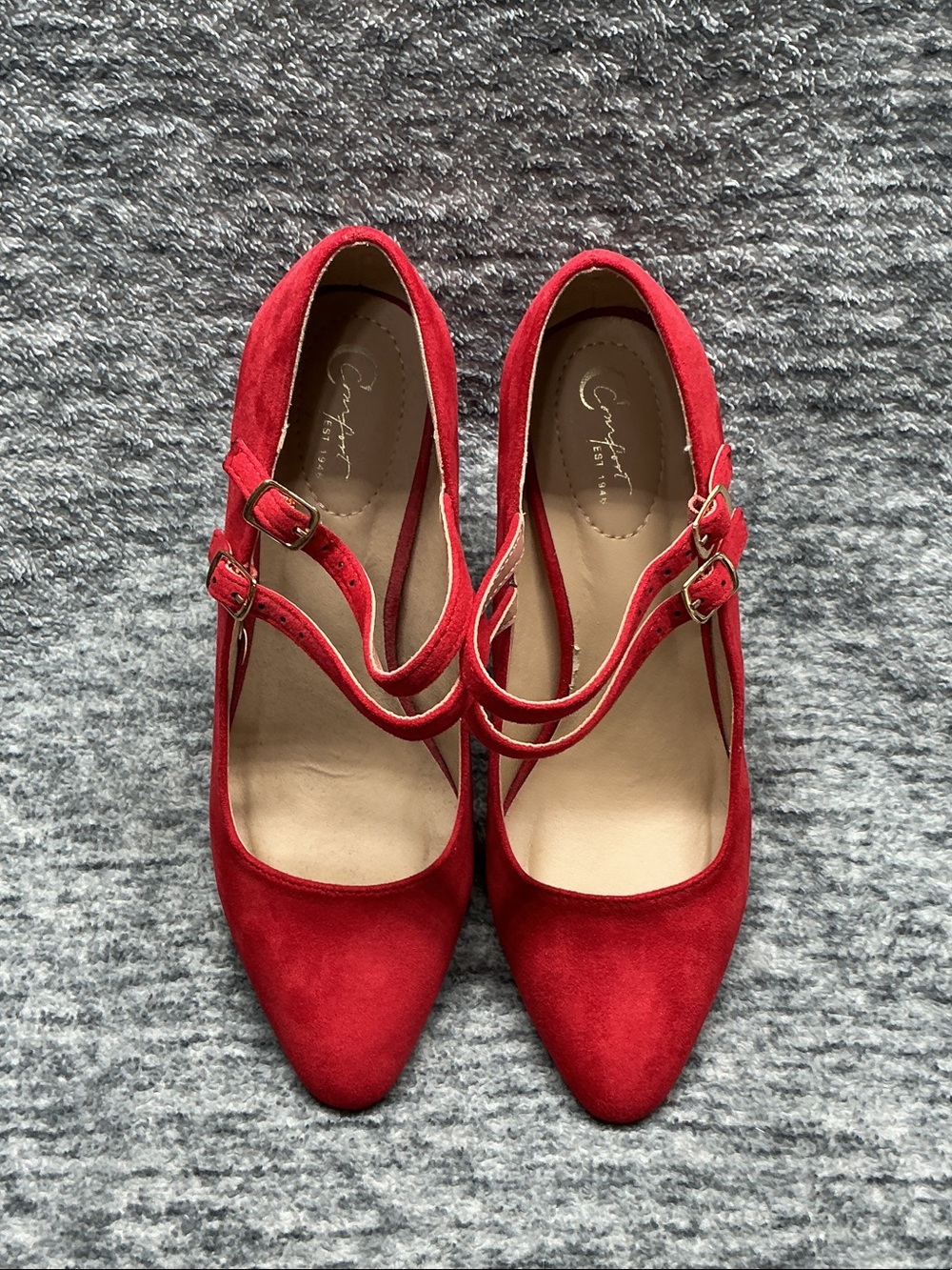 Pumps Style & Co. Payslee Red Faux Suede Double Strap Mary Jane